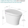 TL-77780-A Ginger 1-Piece 1.28/0.87 GPF Dual Flush Elongated Smart Bidet Toilet With Sensor, White