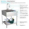 K-EWS-2422S 24-in W x 22.1-in D x 35.2-in H Laundry Sink/Wash Stand All-in-One Kit, Brushed Stainless