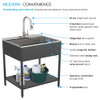 K-EWS-2822S-MB 28-in W x 22.1-in D x 35.2-in H Laundry Sink/Wash Stand All-in-One Kit, Matte Black