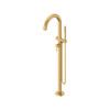 T064951.GN0 Contemporary Round Freestanding Bathtub Filler with Lever Handle Faucet for Flash Rough In Valve, Brushed Cool Sunrise 