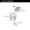 TU612508.295 Crawford 1.8 gpm/6.8 L/min Tub and Shower Trim Kit with Water Saving Showerhead, Double Ceramic Pressure Balance Cartridge with Lever Handle, Brushed Nickel 