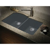 31.375-in x 20.5-in x 9.5-in silQ Granite Kitchen Sink with 1-3/4 D-Shape Double bowls, Undermount Installation, in Grey