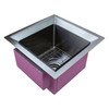 PUSB15159GM 15-in x 15-in x 9-in 14 Gauge Single Bowl Undermount Stainless Steel Kitchen/Bar Sink With SinkPocket™, Bottom Sink Grid, And Flip-Top Sink Strainer, Gun Metal