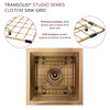 PUSB15159SB 15-in x 15-in x 9-in 14 Gauge Single Bowl Undermount Stainless Steel Kitchen/Bar Sink With SinkPocket™, Bottom Sink Grid, And Flip-Top Sink Strainer, Satin Brass