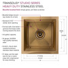 PUSB15159SB 15-in x 15-in x 9-in 14 Gauge Single Bowl Undermount Stainless Steel Kitchen/Bar Sink With SinkPocket™, Bottom Sink Grid, And Flip-Top Sink Strainer, Satin Brass