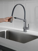 9693-AR-DST Pivotal Single Handle Lever Faucet in Arctic Stainless