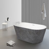 K-AFTF6729-G31M40 Finley Grande 67-in x 30-in x 23-in Freestanding Acrylic Bathtub Kit With Center Drain And Bath Pillow, Marble Grey/White (Gloss)