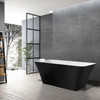 K-AFTL5930-M3109 Lily 59-in x 30-in x 23-in Freestanding Acrylic Bathtub Kit With Center Drain And Bath Pillow, Black/White (Matte)