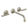 MB-2030LMPNTO-2 Graceline Wall Mount Widespread Bathroom Faucet with Metal Lever Handle, Polished Nickel