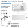 UATLN603020-R-PC Unity 60-in x 30-in x 20-in Alcove Acrylic Bathtub Kit With Right Hand Drain, White/Polished Chrome