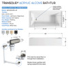 UATLN603215-R-BN Unity 60-in x 32-in x 15-in Alcove Acrylic Bathtub Kit With Right Hand Drain, White/Brushed Nickel