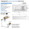UATLN603217-R-CB Unity AFR 60-in x 32-in x 17-in Alcove Acrylic Bathtub Kit With Right Hand Drain, White/Champagne Bronze
