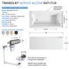 UATLN603222-R-BN Unity AFR 60-in x 32-in x 22-in Alcove Acrylic Bathtub Kit With Right Hand Drain, White/Brushed Nickel