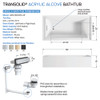 UATLN603215-R-PC Unity 60-in x 32-in x 15-in Alcove Acrylic Bathtub Kit With Right Hand Drain, White/Polished Chrome