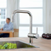 Single Lever Kitchen Faucet with Dual Spray Pull Down in Chrome
