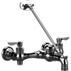 Exposed Yoke Wall-Mount Utility Faucet with Top Brace and Lever Handles in Chrome