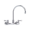 Wall Mount 2.2 GPM Service Sink Faucet with Gooseneck Swivel Spout and Metal Lever Handles in Chrome