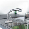 Single Lever Kitchen Faucet with Dual Spray Pull-out in Brushed Stainless Steel