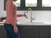 9190T-CZ-DST Broderick Single Handle Pull Down Kitchen Faucet with Touch2O Technology, Champagne Bronze