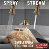9197T-CZ-PR-DST Cassidy Single Handle Pull Down Kitchen Faucet with Touch2O and ShieldSpray Technologies, Lumicoat Champagne Bronze