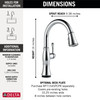 9197T-PR-DST Cassidy Single Handle Pull Down Kitchen Faucet with Touch2O and ShieldSpray Technologies, Lumicoat Chrome
