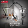 9197T-PR-DST Cassidy Single Handle Pull Down Kitchen Faucet with Touch2O and ShieldSpray Technologies, Lumicoat Chrome