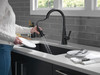 19802TZ-BL-DST Lenta Single Handle Pull Down Kitchen Faucet with Touch2O Technology, Matte Black