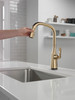 9176T-CZ-PR-DST Stryke Single Handle Pull Down Kitchen Faucet with Touch 2O Technology, Lumicoat Champagne Bronze