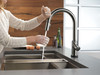 9159T-KS-DST Trinsic Single Handle Pull Down Kitchen Faucet with Touch, Black Stainless