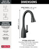 9983T-BL-DST Mateo Single Handle Pull Down Bar or Prep Faucet with Touch2O Technology, Matte Black