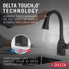 9983T-BL-DST Mateo Single Handle Pull Down Bar or Prep Faucet with Touch2O Technology, Matte Black