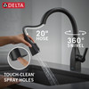 9183T-BL-DST Mateo Single Handle Pull Down Kitchen Faucet with Touch2O and ShieldSpray Technologies, Matte Black