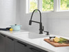 9693T-BL-DST Pivotal Single Handle Exposed Hose Kitchen Faucet with Touch2O Technology, Matte Black