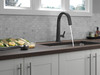 9193T-BL-DST Pivotal Single Handle Pull Down Kitchen Faucet with Touch2O Technology, Matte Black