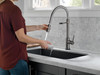 9659T-KS-DST Trinsic Single Handle Pull Down Spring Kitchen Faucet with Touch2O Technology, Black Stainless