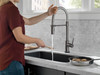 9659T-KS-DST Trinsic Single Handle Pull Down Spring Kitchen Faucet with Touch2O Technology, Black Stainless