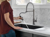 9659T-KS-DST Trinsic Single Handle Pull Down Spring Kitchen Faucet with Touch2O Technology, Black Stainless