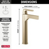 774-CZ-DST Zura Single Handle Vessel Bathroom Faucet, Champagne Bronze