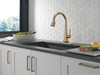 19802TZ-CZ-DST Lenta Single Handle Pull Down Kitchen Faucet with Touch2O Technology, Champagne Bronze