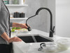 9191T-BL-DST Monrovia Single Handle Pull Down Kitchen Faucet with Touch2O Technology, Matte Black
