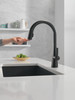 9191T-BL-DST Monrovia Single Handle Pull Down Kitchen Faucet with Touch2O Technology, Matte Black