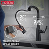 9176T-BL-DST Stryke Single Handle Pull Down Kitchen Faucet with Touch 2O Technology, Matte Black