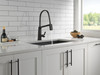 9693-BL-DST Pivotal Single Handle Exposed Hose Kitchen Faucet, Matte Black