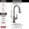 9990T-KS-DST Broderick Single Handle Pull Down Bar or Prep Faucet with Touch2O Technology, Black Stainless