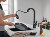 9991T-BL-DST Monrovia Single Handle Pull Down Bar or Prep Faucet with Touch2O Technology, Matte Black