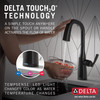 9976T-BL-DST Stryke Single Handle Pull Down Bar or Prep Faucet with Touch 2O Technology, Matte Black