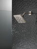 52664-SS-PR Universal Showering Components H2Okinetic 5-Setting Angular Modern Raincan Shower Head, Lumicoat Stainless
