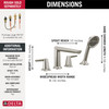 T4771-SS-PR Galeon Delta Galeon 4-Hole Roman Tub Trim with Hand Shower, Lumicoat Stainless