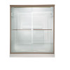 65.5" Tall Frameless, Bypass, Clear Glass Shower Door for 56" to 60" Width Openings in Brushed Nickel