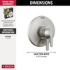 T17072-SS-PR Galeon 17 Series Valve Only Trim, Lumicoat Stainless